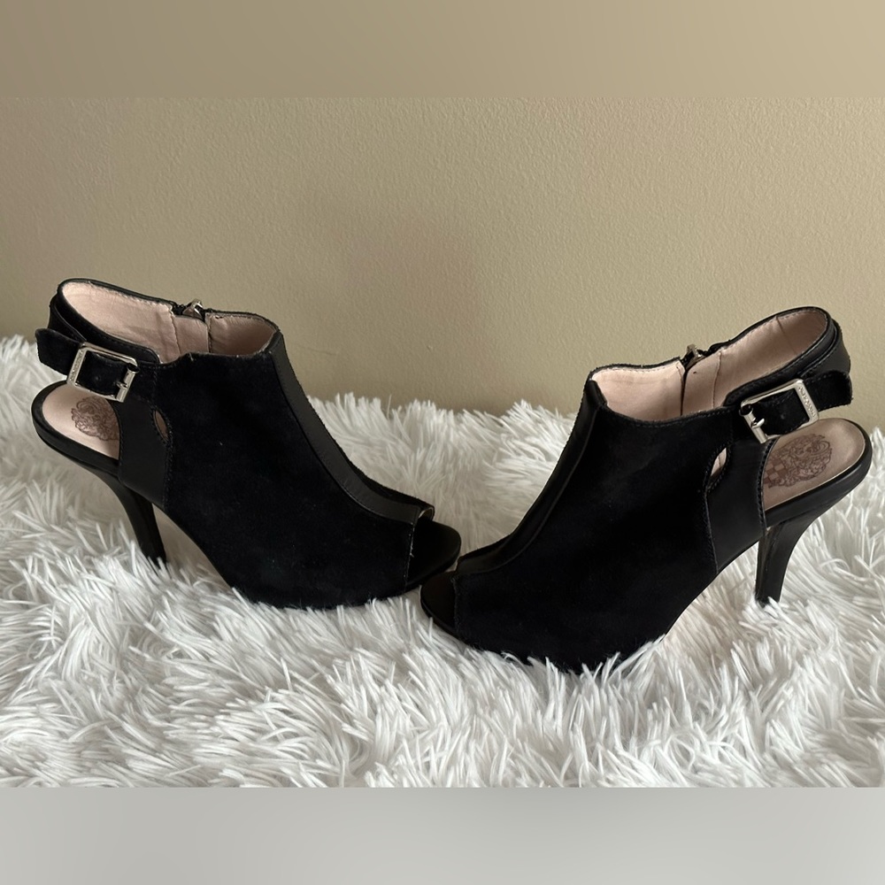 Vince Camuto Yamina Black Genuine Suede Heels
